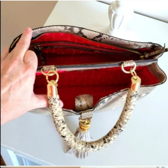 Elaine Turner Snake Embossed Leather Handbag NWOT - Picture 4 of 6